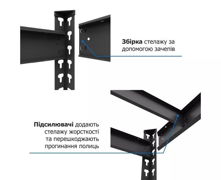 Стеллаж металлический Титан 1800х1200х600 Черный, крашеный, ДСП, металлический, 300кг, 4 полки 490188 фото