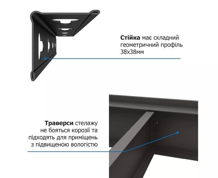 Стеллаж металлический Титан 1800х1200х600 Черный, крашеный, ДСП, металлический, 300кг, 4 полки 490188 фото