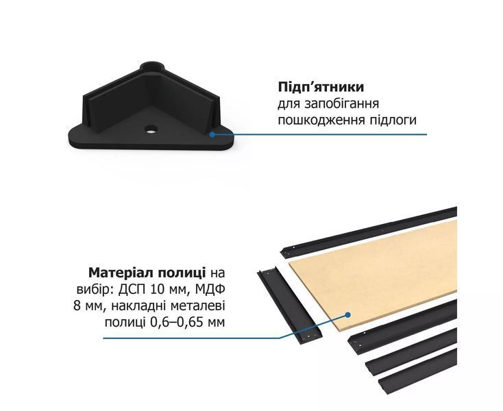 Стеллаж металлический Титан 1800х1200х600 Черный, крашеный, ДСП, металлический, 300кг, 4 полки 490188 фото